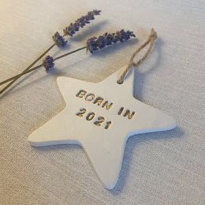 Born In 2021 | Clay Star Hanging Decoration | Clay Keepsake