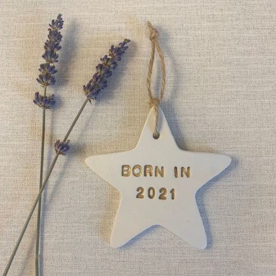 Born In 2021 | Clay Star Hanging Decoration | Clay Keepsake