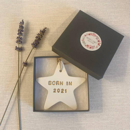 Born In 2021 | Clay Star Hanging Decoration | Clay Keepsake