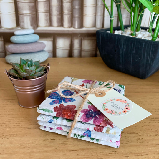 Botanical Flowers Decoupaged Slate Coasters (Set of 2, Set of 4)