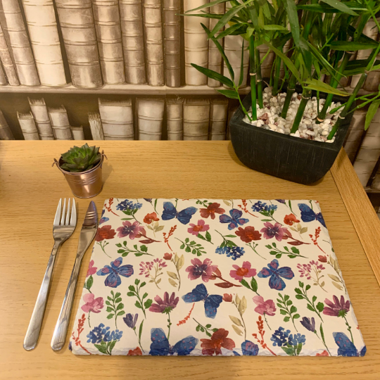 Botanical Flowers Decoupaged Slate Place Mats (Set of 2)