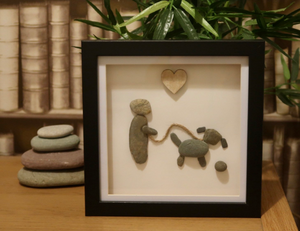 Dog Walking Pebble Art Box Frame