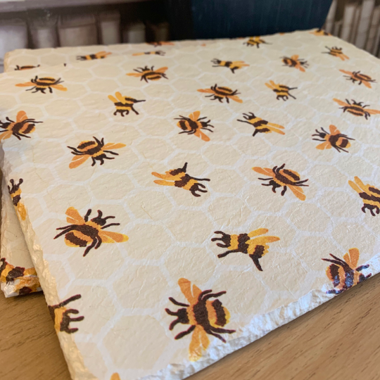 EB Bumblebee Decoupaged Slate Place Mats (Set of 2)