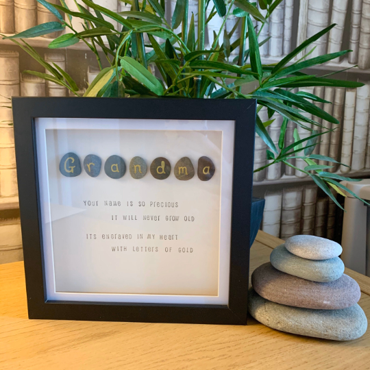 Grandma Your Name Is So Precious Pebble Art Box Frame | Mothers Day Gift