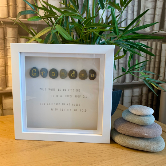 Grandma Your Name Is So Precious Pebble Art Box Frame | Mothers Day Gift