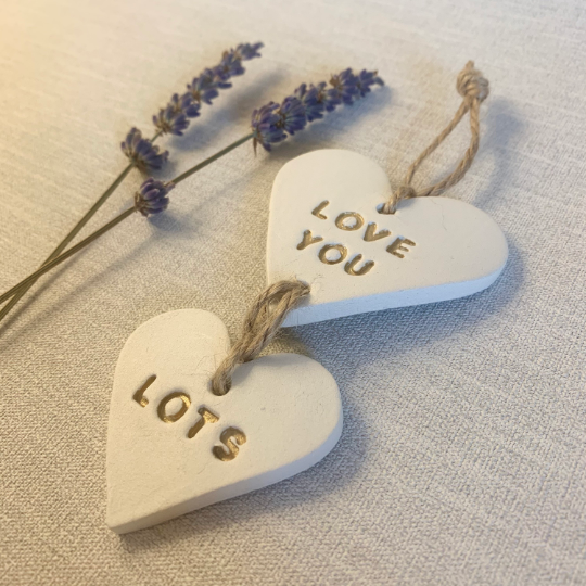 Love You Lots | Clay Duo Heart Hanging Decoration | Clay Keepsake