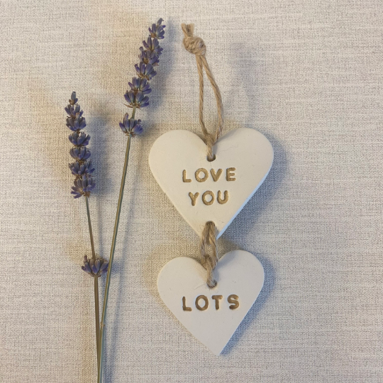 Love You Lots | Clay Duo Heart Hanging Decoration | Clay Keepsake