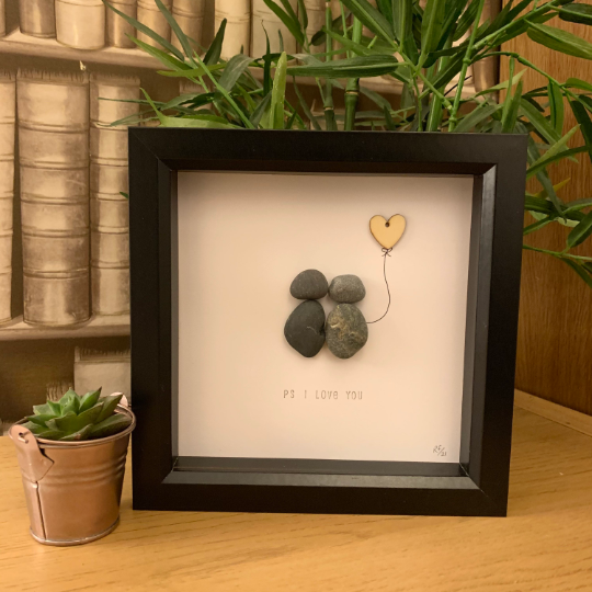 PS I Love You Pebble Art Box Frame | Valentines Day Gift