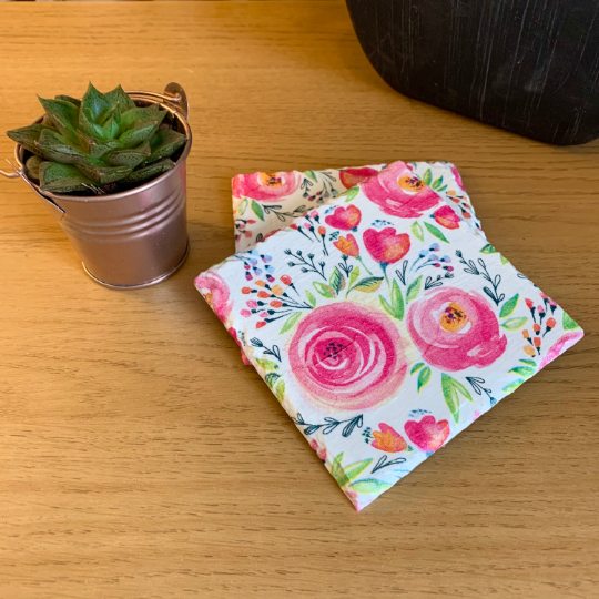 Pink Peonies Decoupaged Slate Coasters (Set of 2, Set of 4)