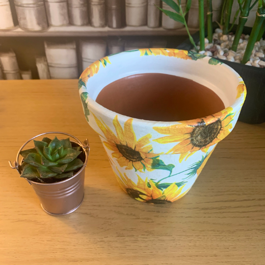 Sunflower Decoupaged Pot