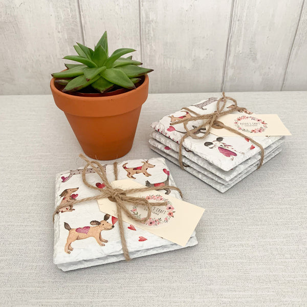 Dog Decoupaged Slate Coasters (Set of 2, Set of 4)