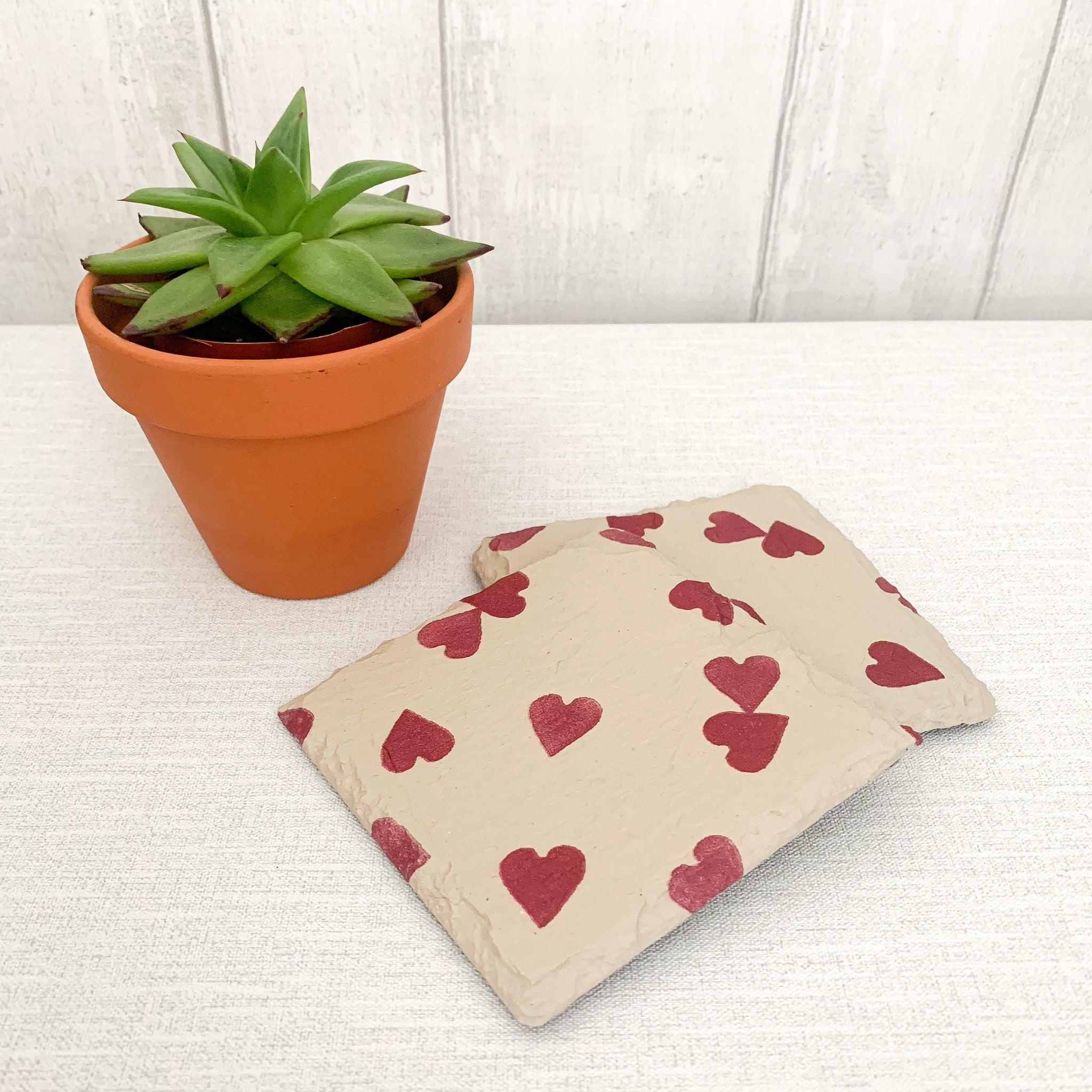 EB Hearts Decoupaged Slate Coasters (Set of 2, Set of 4)