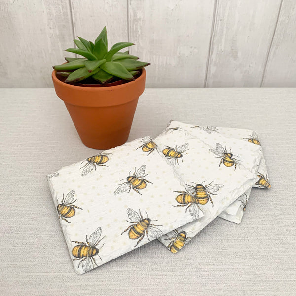 Bee Decoupaged Slate Coasters (Set of 2, Set of 4)