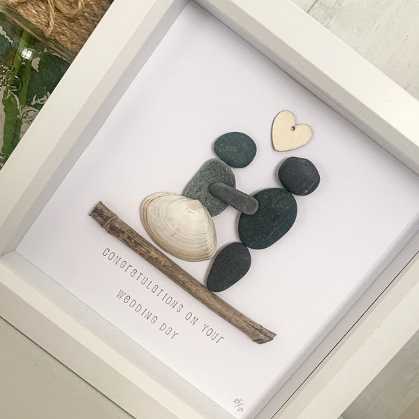 Wedding Day Congratulations Pebble Art Box Frame | Wedding Gift