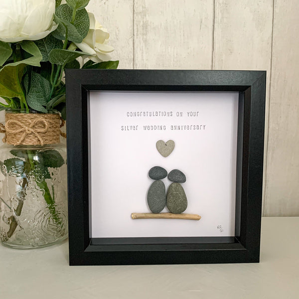 Congratulations On Your * Ruby | Golden | Silver * Wedding Anniversary Pebble Art Box Frame