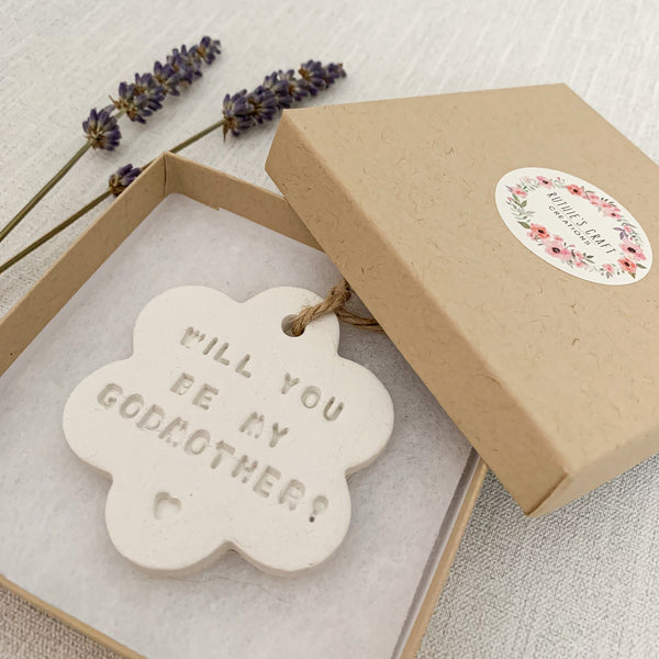 Will You Be My Godmother Gift | Hanging Decoration | Clay Keepsake