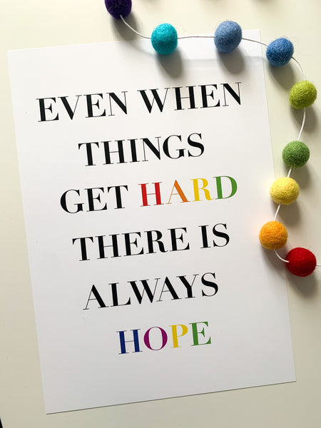 Even When Times Get Hard There Is Always Hope - Positive Affirmation Print