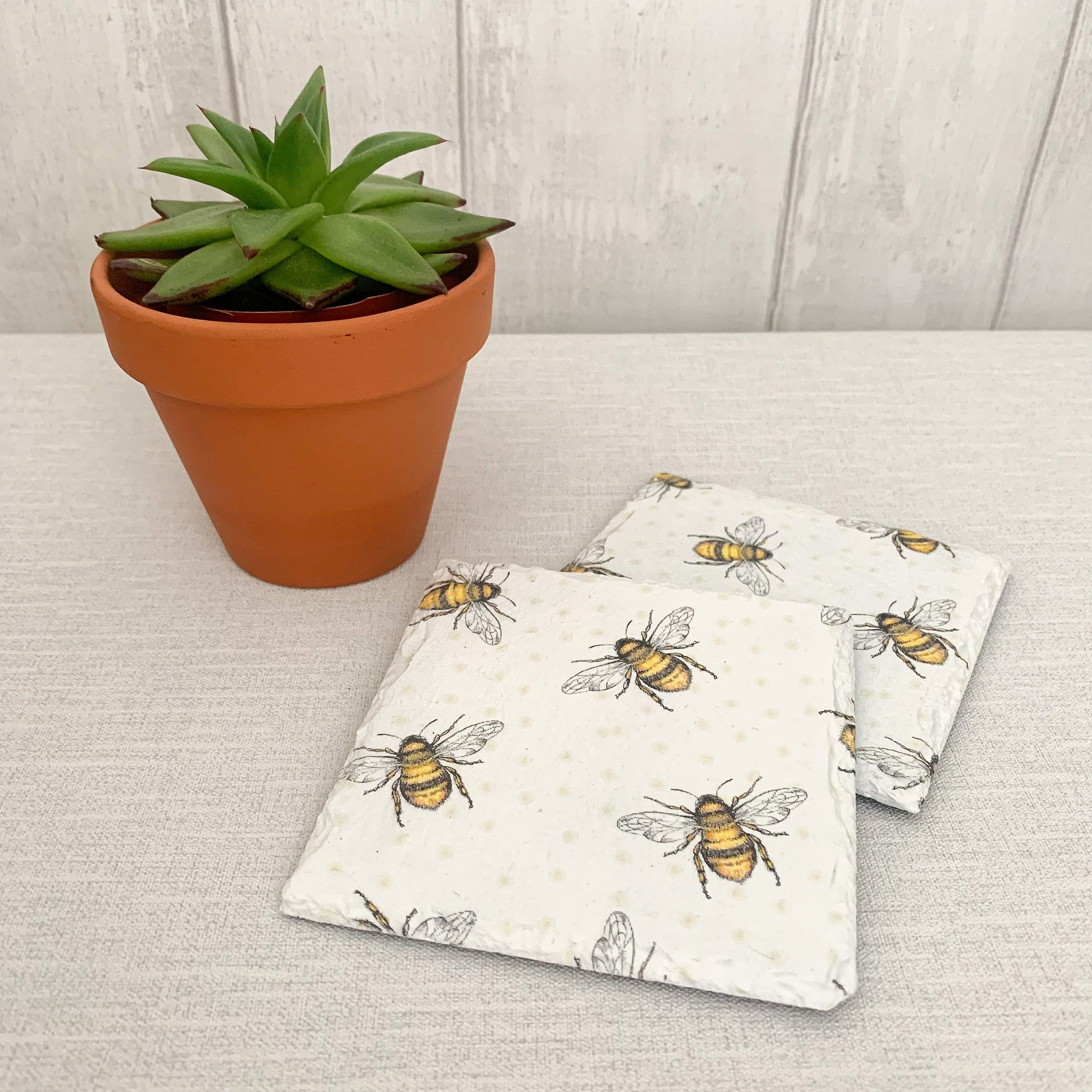 Bee Decoupaged Slate Coasters (Set of 2, Set of 4)