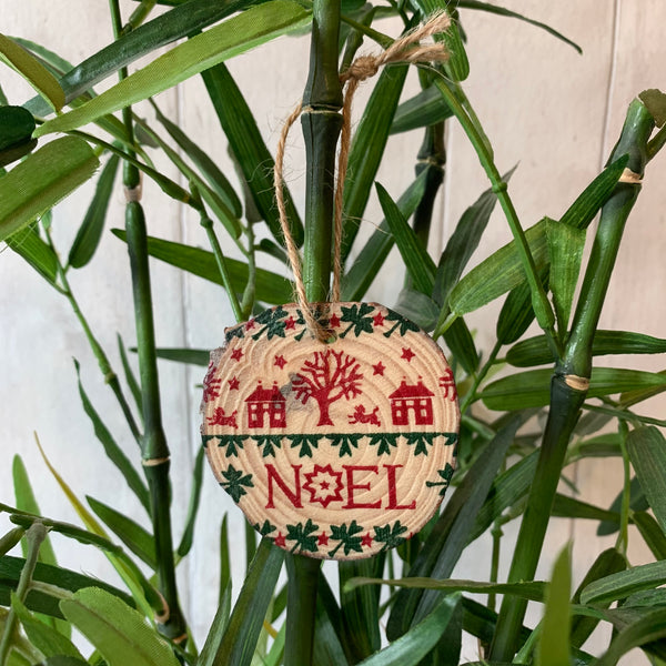 EB Noel Wooden Log Slice Hanging Decoration | Christmas Decoration | Tree Decoration