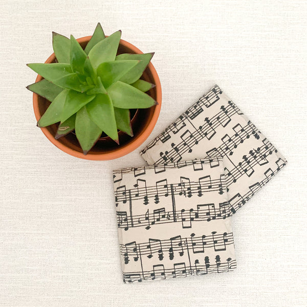 Musical Notes Decoupaged Slate Coasters (Set of 2, Set of 4)