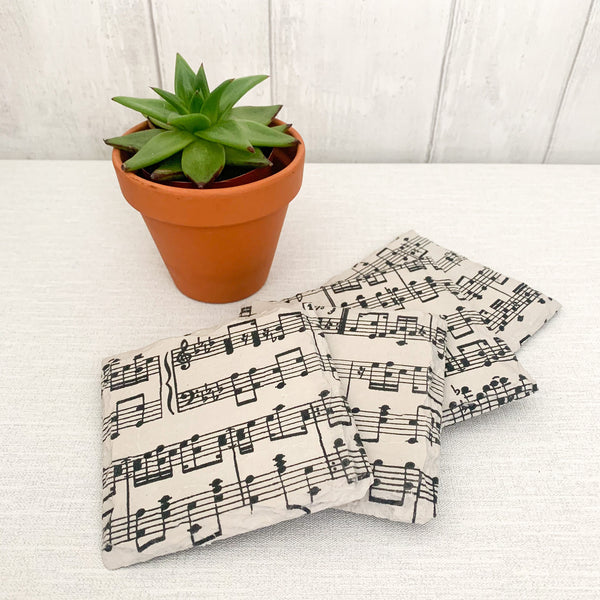 Musical Notes Decoupaged Slate Coasters (Set of 2, Set of 4)