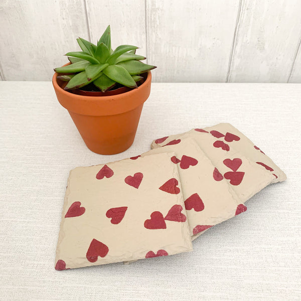 EB Hearts Decoupaged Slate Coasters (Set of 2, Set of 4)