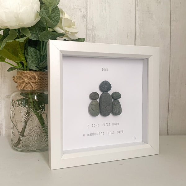 Dad Son and Daughter Pebble Art Frame | Father’s Day Gift