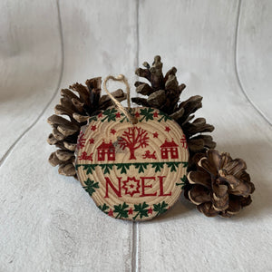 EB Noel Wooden Log Slice Hanging Decoration | Christmas Decoration | Tree Decoration