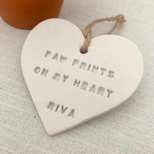 Paw Prints On My Heart Pet Memorial Gift | Hanging Decoration | Clay Keepsake