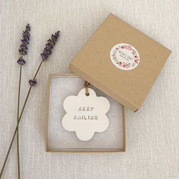 Keep Smiling Lockdown Gift | Hanging Decoration | Clay Keepsake