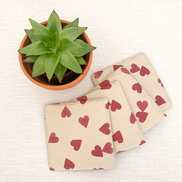 EB Hearts Decoupaged Slate Coasters (Set of 2, Set of 4)