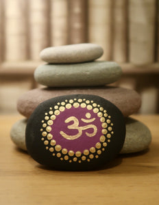 Hand Painted Om Yoga Symbol Mandala Stone