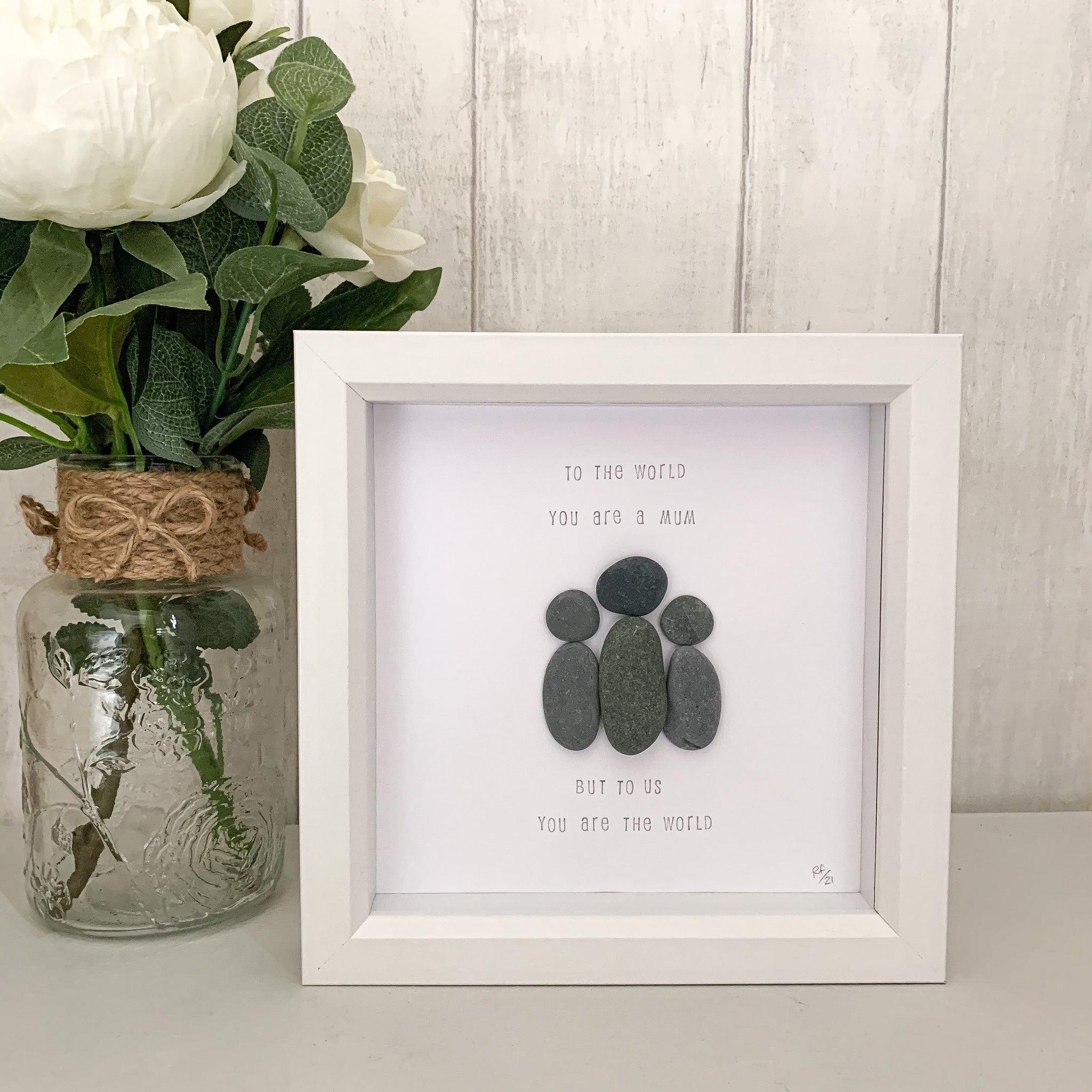 To The World You Are A Mum But To Us You Are The World Pebble Art Box Frame | Mothers Day Gift