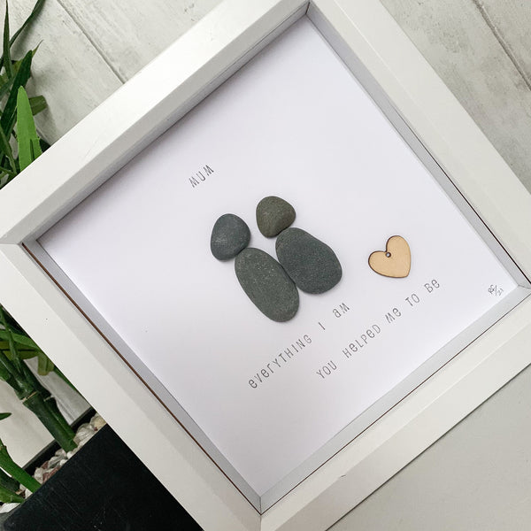 Mum Everything I Am You Helped Me To Be Pebble Art Box Frame | Mothers Day Gift