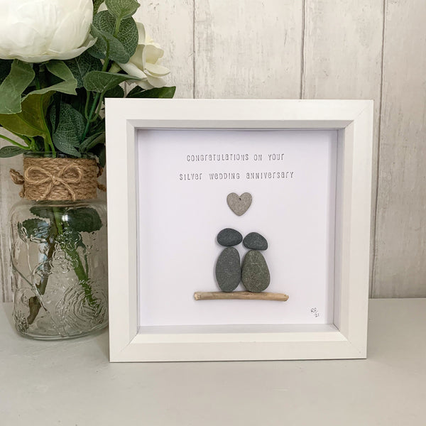 Congratulations On Your * Ruby | Golden | Silver * Wedding Anniversary Pebble Art Box Frame