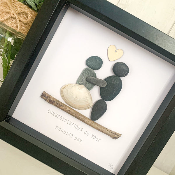 Wedding Day Congratulations Pebble Art Box Frame | Wedding Gift