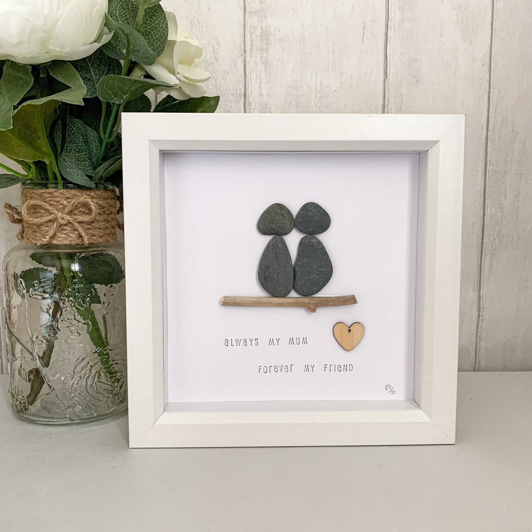 Always My Mum Forever My Friend Pebble Art Box Frame | Mothers Day Gift