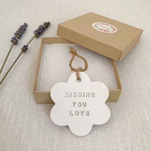 Missing You Lockdown Gift | Hanging Decoration | Clay Keepsake