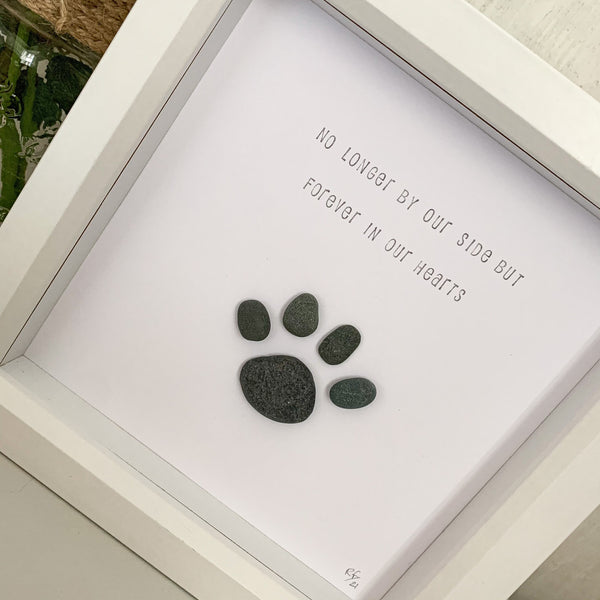 No Longer By Our Side (Pet Memorial) Pebble Art Box Frame