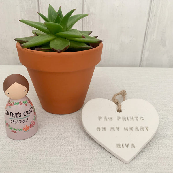 Paw Prints On My Heart Pet Memorial Gift | Hanging Decoration | Clay Keepsake