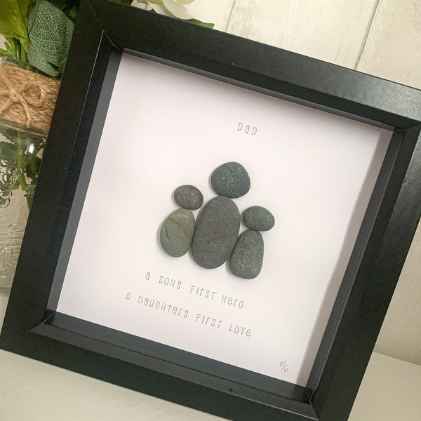 Dad Son and Daughter Pebble Art Frame | Father’s Day Gift