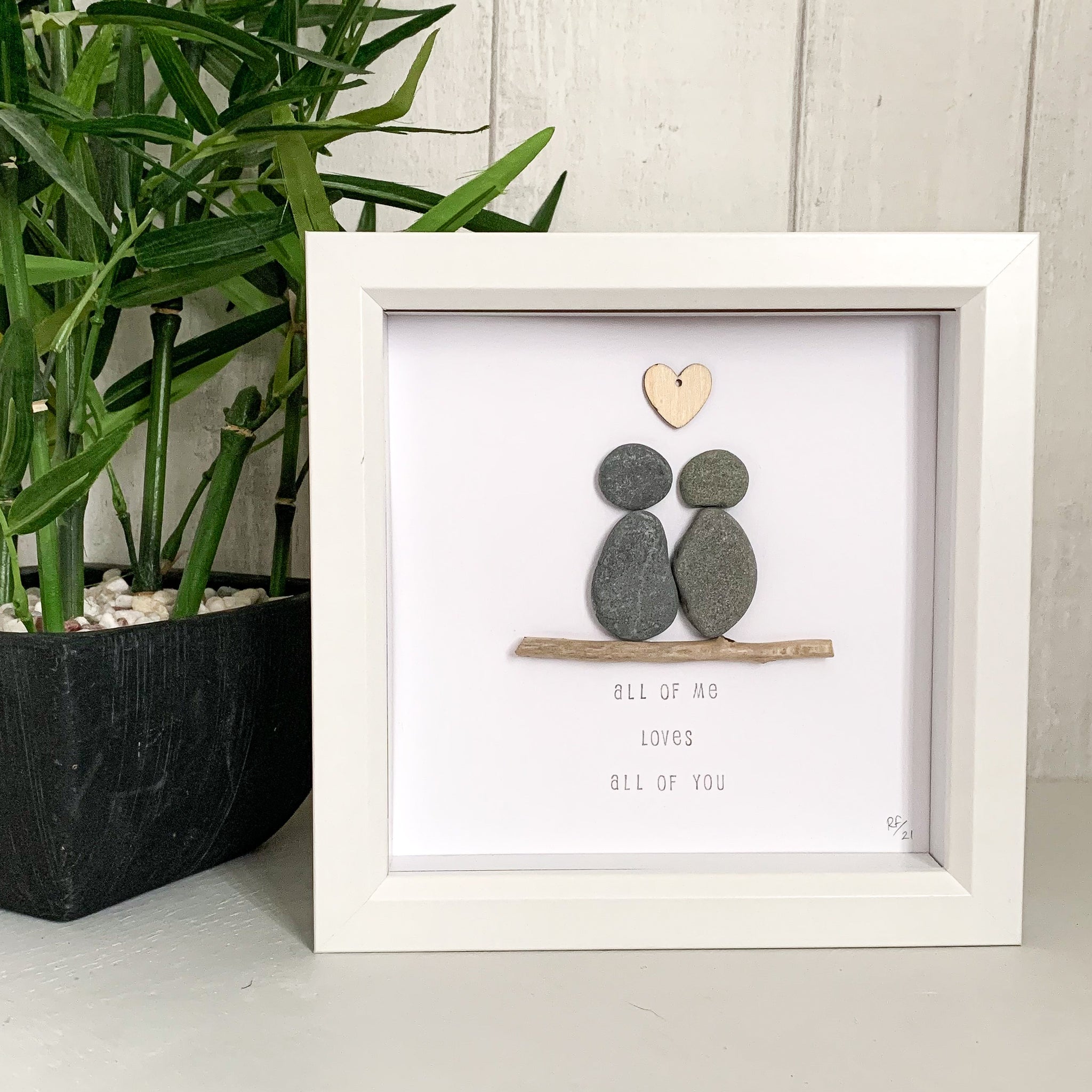 All Of Me Loves All Of You Pebble Art Box Frame | Valentines Day Gift