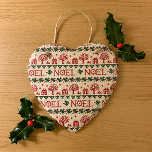 EB Noel Christmas Decoupaged Slate Heart (Ready To Hang)