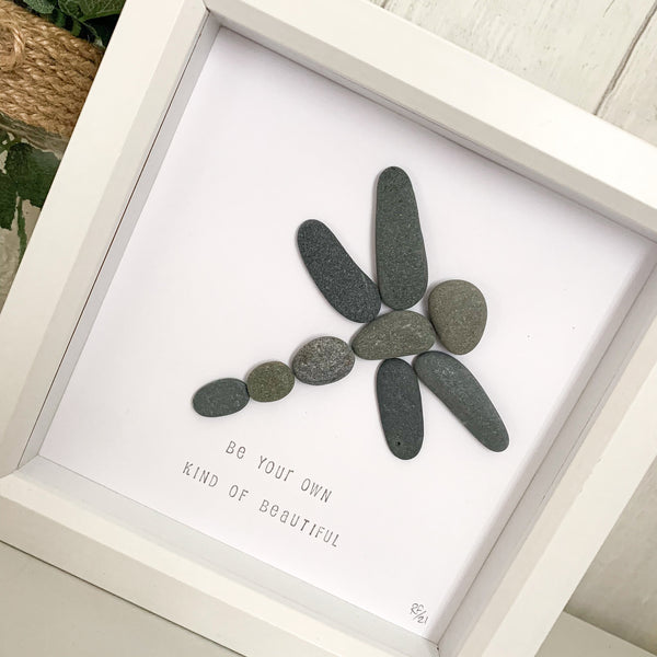 Be Your Own Kind Of Beautiful Dragonfly Pebble Art Box Frame