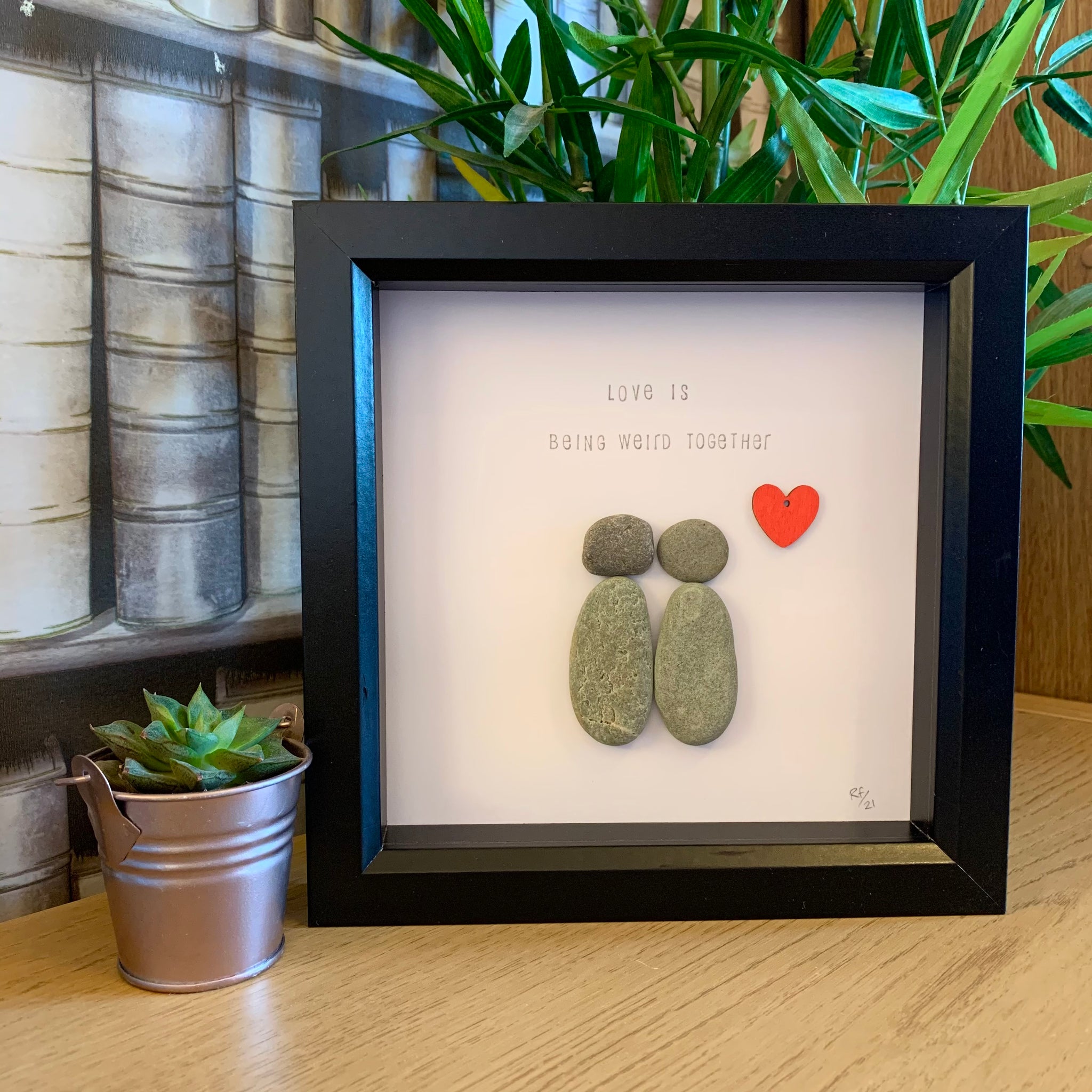 Love Is Being Weird Together Pebble Art Box Frame | Valentines Gift