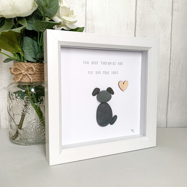 The Best Therapist Has Fur And Four Legs Pebble Art Box Frame | Dog Lover Gift