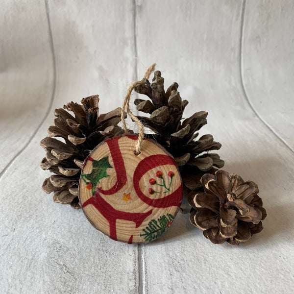 EB Joy Wooden Log Slice Hanging Decoration | Christmas Decoration | Tree Decoration