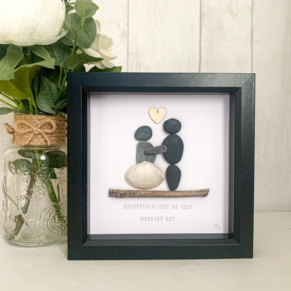 Wedding Day Congratulations Pebble Art Box Frame | Wedding Gift