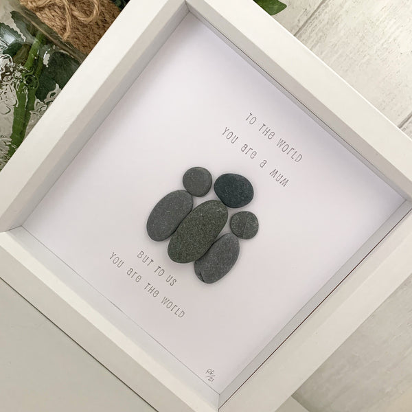 To The World You Are A Mum But To Us You Are The World Pebble Art Box Frame | Mothers Day Gift