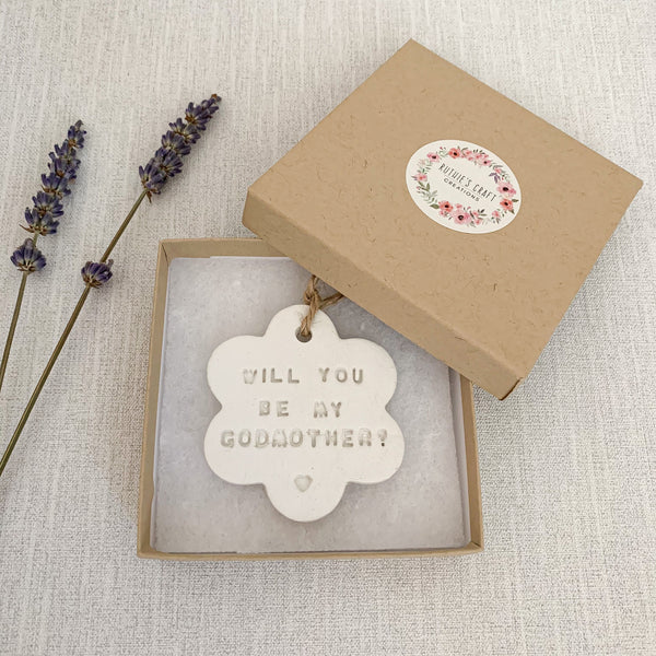 Will You Be My Godmother Gift | Hanging Decoration | Clay Keepsake